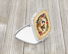 Load image into Gallery viewer, Akita and Flowers Compact Mirror – Stylish Purse Mirror with Artistic Covers