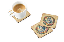 Load image into Gallery viewer, Alaskan Klee Kai and Flowers Coasters - Set of 4 Lightweight Foam, Absorbent Drink Coasters