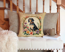 Load image into Gallery viewer, American English Coonhound and Flowers Throw Pillow - 14x14 Decorative Pillow – Art for Your Home &amp; Patio