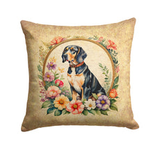 Load image into Gallery viewer, American English Coonhound and Flowers Fabric Decorative Pillow