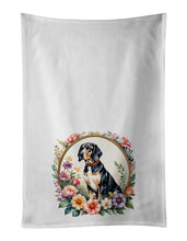 Load image into Gallery viewer, American English Coonhound and Flowers Kitchen Towel Set of 2