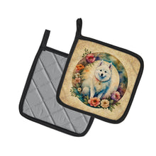 Load image into Gallery viewer, American Eskimo and Flowers Pot Holders - Set of 2 Decorative Kitchen Helpers | Made in the USA