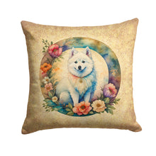 Load image into Gallery viewer, American Eskimo and Flowers Throw Pillow - 14x14 Decorative Pillow – Art for Your Home &amp; Patio