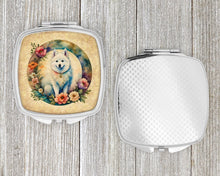 Load image into Gallery viewer, American Eskimo and Flowers Compact Mirror – Stylish Purse Mirror with Artistic Covers