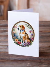 Load image into Gallery viewer, American Foxhound and Flowers Greeting Cards -  Blank Note Cards – 8-Pack of Artist-Designed Cards with Envelopes