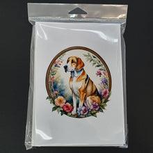 Load image into Gallery viewer, American Foxhound and Flowers Greeting Cards -  Blank Note Cards – 8-Pack of Artist-Designed Cards with Envelopes