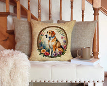 Load image into Gallery viewer, American Foxhound and Flowers Throw Pillow - 14x14 Decorative Pillow – Art for Your Home &amp; Patio