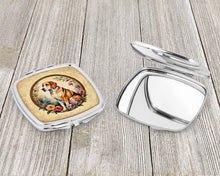 Load image into Gallery viewer, American Foxhound and Flowers Compact Mirror – Stylish Purse Mirror with Artistic Covers