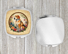 Load image into Gallery viewer, American Foxhound and Flowers Compact Mirror – Stylish Purse Mirror with Artistic Covers
