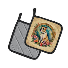 Load image into Gallery viewer, American Staffordshire Terrier and Flowers Pot Holders - Set of 2 Decorative Kitchen Helpers | Made in the USA