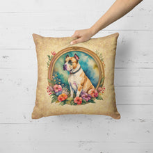 Load image into Gallery viewer, American Staffordshire Terrier and Flowers Fabric Decorative Pillow