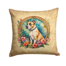 Load image into Gallery viewer, American Staffordshire Terrier and Flowers Fabric Decorative Pillow