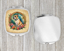 Load image into Gallery viewer, American Staffordshire Terrier and Flowers Compact Mirror – Stylish Purse Mirror with Artistic Covers
