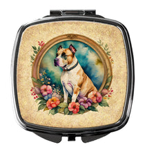 Load image into Gallery viewer, American Staffordshire Terrier and Flowers Compact Mirror – Stylish Purse Mirror with Artistic Covers
