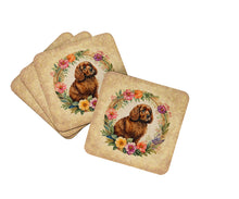 Load image into Gallery viewer, American Water Spaniel and Flowers Coasters - Set of 4 Lightweight Foam, Absorbent Drink Coasters