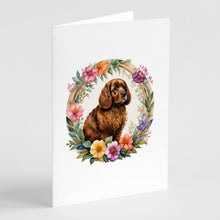 Load image into Gallery viewer, American Water Spaniel and Flowers Greeting Cards -  Blank Note Cards – 8-Pack of Artist-Designed Cards with Envelopes