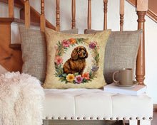 Load image into Gallery viewer, American Water Spaniel and Flowers Throw Pillow - 14x14 Decorative Pillow – Art for Your Home &amp; Patio