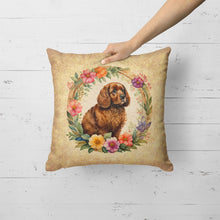 Load image into Gallery viewer, American Water Spaniel and Flowers Fabric Decorative Pillow