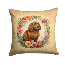 Load image into Gallery viewer, American Water Spaniel and Flowers Fabric Decorative Pillow