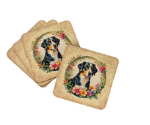 Load image into Gallery viewer, Appenzeller Sennenhund and Flowers Coasters - Set of 4 Lightweight Foam, Absorbent Drink Coasters