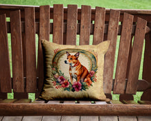Load image into Gallery viewer, Basenji and Flowers Throw Pillow - 14x14 Decorative Pillow – Art for Your Home &amp; Patio