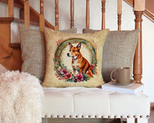 Load image into Gallery viewer, Basenji and Flowers Throw Pillow - 14x14 Decorative Pillow – Art for Your Home &amp; Patio