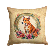 Load image into Gallery viewer, Basenji and Flowers Throw Pillow - 14x14 Decorative Pillow – Art for Your Home &amp; Patio