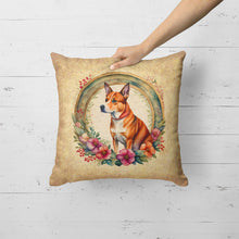 Load image into Gallery viewer, Basenji and Flowers Fabric Decorative Pillow