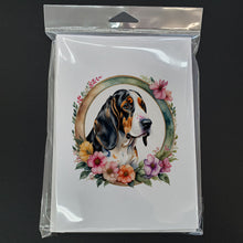 Load image into Gallery viewer, Basset Hound and Flowers Greeting Cards -  Blank Note Cards – 8-Pack of Artist-Designed Cards with Envelopes