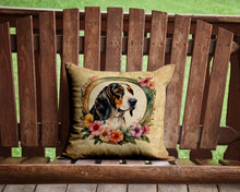 Load image into Gallery viewer, Basset Hound and Flowers Throw Pillow - 14x14 Decorative Pillow – Art for Your Home &amp; Patio