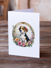Load image into Gallery viewer, Beagle and Flowers Greeting Cards -  Blank Note Cards – 8-Pack of Artist-Designed Cards with Envelopes