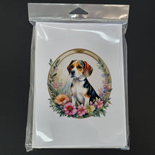 Load image into Gallery viewer, Beagle and Flowers Greeting Cards -  Blank Note Cards – 8-Pack of Artist-Designed Cards with Envelopes