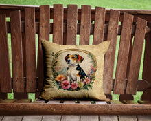 Load image into Gallery viewer, Beagle and Flowers Throw Pillow - 14x14 Decorative Pillow – Art for Your Home &amp; Patio