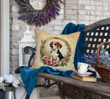 Load image into Gallery viewer, Beagle and Flowers Fabric Decorative Pillow
