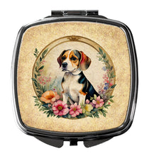 Load image into Gallery viewer, Beagle and Flowers Compact Mirror – Stylish Purse Mirror with Artistic Covers