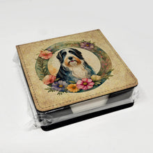 Load image into Gallery viewer, Bearded Collie and Flowers PU Leather Note Paper Holder