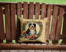 Load image into Gallery viewer, Bearded Collie and Flowers Throw Pillow - 14x14 Decorative Pillow – Art for Your Home &amp; Patio