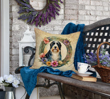 Load image into Gallery viewer, Bearded Collie and Flowers Fabric Decorative Pillow