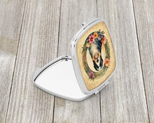 Load image into Gallery viewer, Bearded Collie and Flowers Compact Mirror – Stylish Purse Mirror with Artistic Covers
