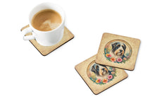 Load image into Gallery viewer, Bearded Collie and Flowers Coasters - Set of 4 Lightweight Foam, Absorbent Drink Coasters