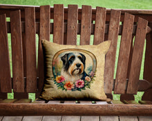 Load image into Gallery viewer, Bearded Collie and Flowers Throw Pillow - 14x14 Decorative Pillow – Art for Your Home &amp; Patio