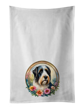 Load image into Gallery viewer, Bearded Collie and Flowers Kitchen Towel Set of 2