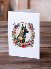 Load image into Gallery viewer, Belgian Malinois and Flowers Greeting Cards -  Blank Note Cards – 8-Pack of Artist-Designed Cards with Envelopes