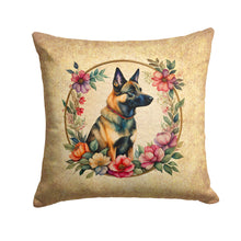 Load image into Gallery viewer, Belgian Malinois and Flowers Throw Pillow - 14x14 Decorative Pillow – Art for Your Home &amp; Patio