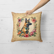 Load image into Gallery viewer, Belgian Malinois and Flowers Fabric Decorative Pillow