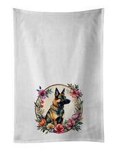 Load image into Gallery viewer, Belgian Malinois and Flowers Kitchen Towel Set of 2