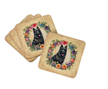 Load image into Gallery viewer, Belgian Sheepdog and Flowers Coasters - Set of 4 Lightweight Foam, Absorbent Drink Coasters