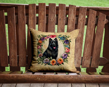 Load image into Gallery viewer, Belgian Sheepdog and Flowers Throw Pillow - 14x14 Decorative Pillow – Art for Your Home &amp; Patio