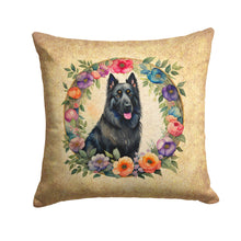 Load image into Gallery viewer, Belgian Sheepdog and Flowers Throw Pillow - 14x14 Decorative Pillow – Art for Your Home &amp; Patio