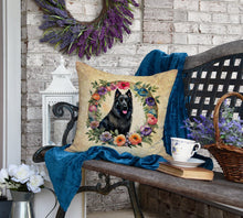Load image into Gallery viewer, Belgian Sheepdog and Flowers Fabric Decorative Pillow